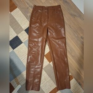 Wilfred Women's Brown/Cognac High-waisted (p)Leather Pants (Size 4)